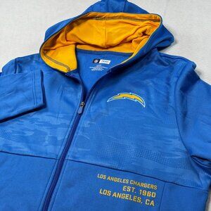 Los Angeles Chargers NFL Hoodie Lrg Blue/Yellow Fleece Full Zip Mens Sweatshirt